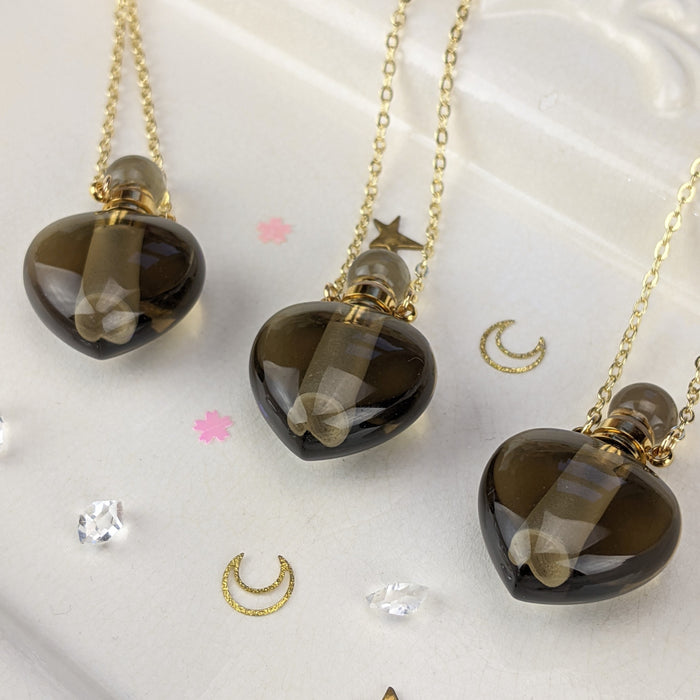 Smoky Quartz Perfume Bottles, "Hearts"