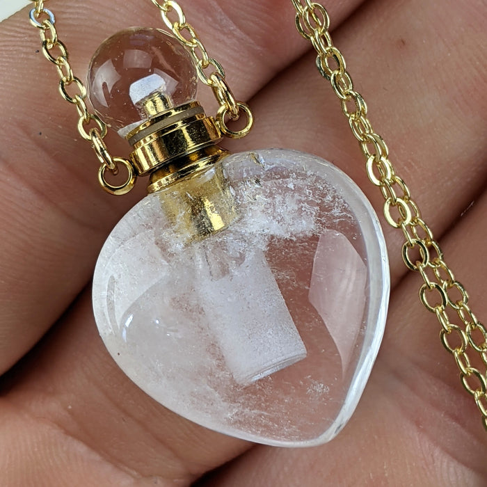 Clear Quartz Perfume Bottles, "Hearts"