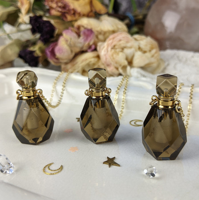 Crystal Perfume Bottles, Smoky Quartz