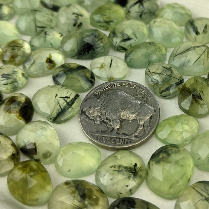 Prehnite Rose Cut Cabochons