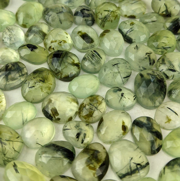 Prehnite Rose Cut Cabochons