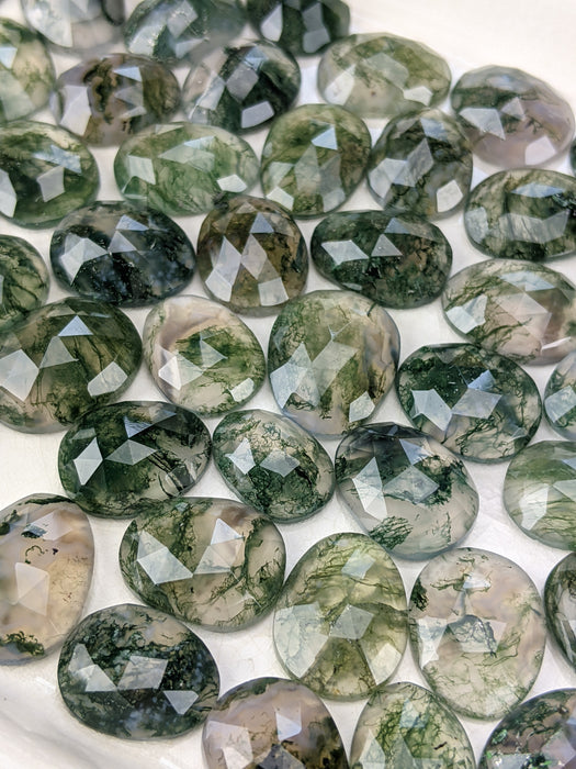 Moss Agate Rose Cut Cabochons