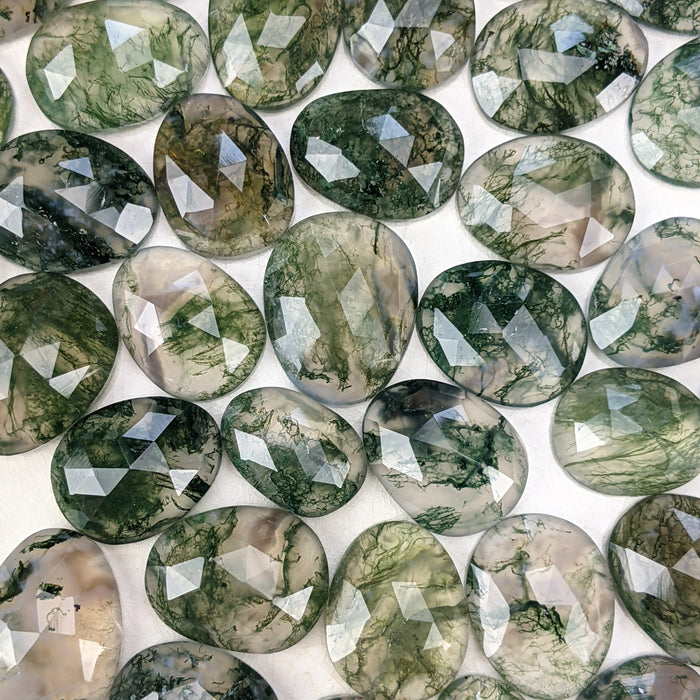 Moss Agate Rose Cut Cabochons