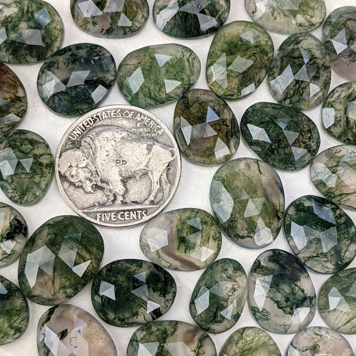 Moss Agate Rose Cut Cabochons