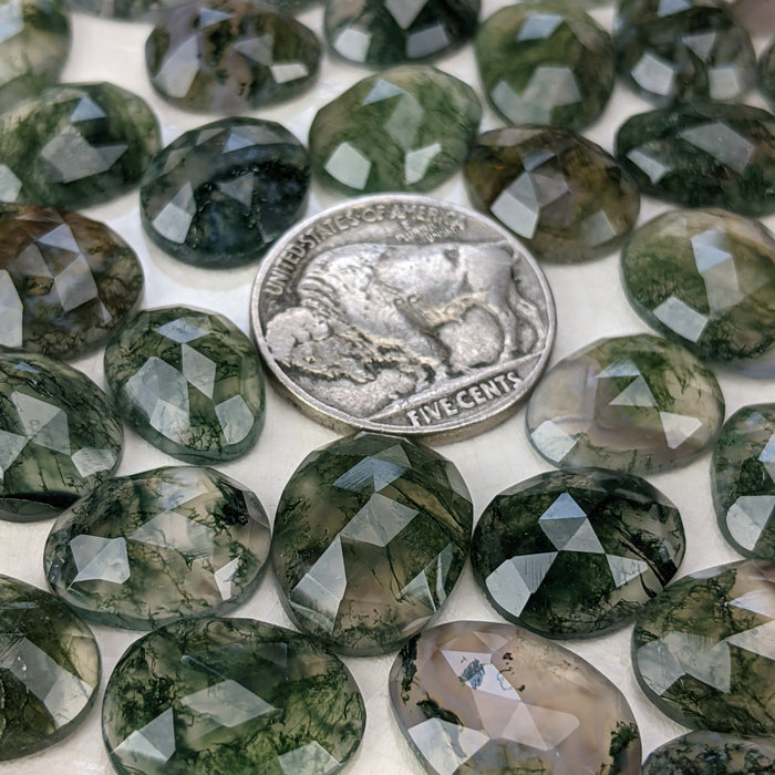 Moss Agate Rose Cut Cabochons