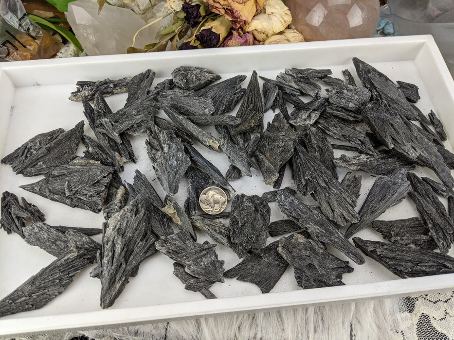 Black Kyanite Fans and Pieces