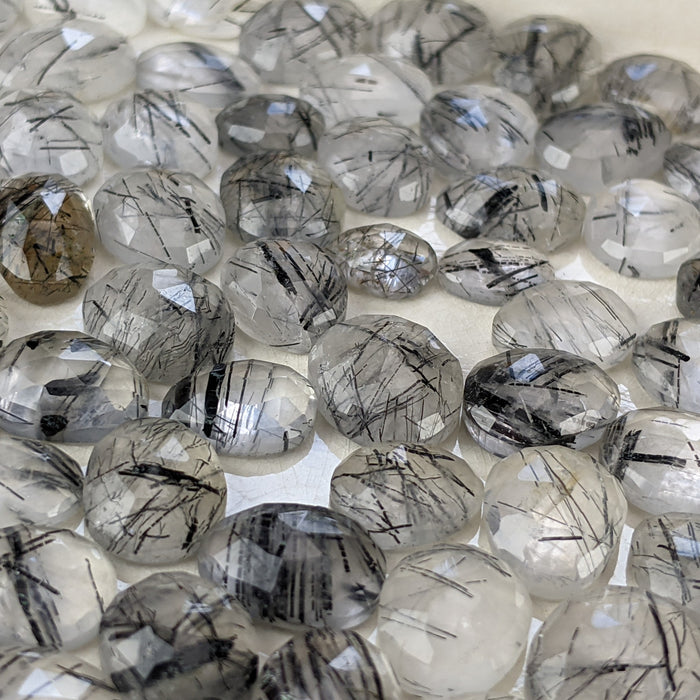 Black Rutilated Quartz Rose Cut Cabochons