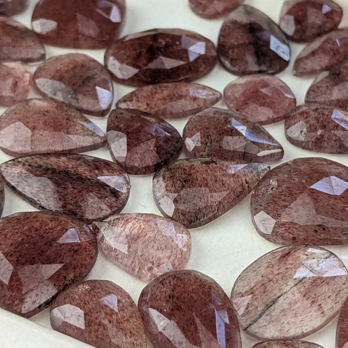 Strawberry Quartz Rose Cut Cabochons