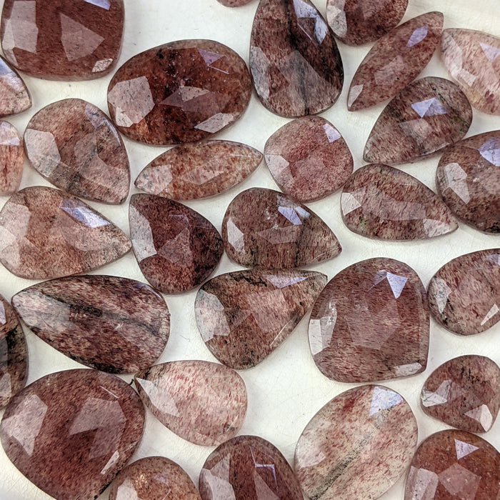 Strawberry Quartz Rose Cut Cabochons