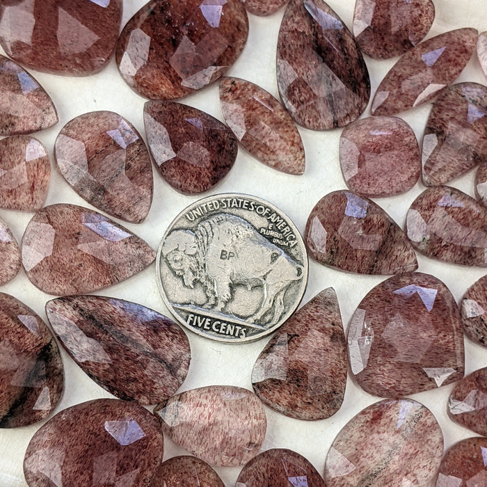 Strawberry Quartz Rose Cut Cabochons