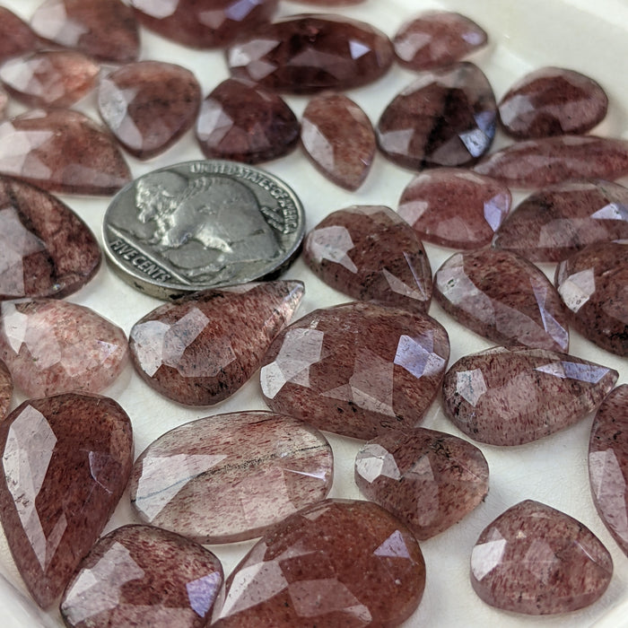 Strawberry Quartz Rose Cut Cabochons