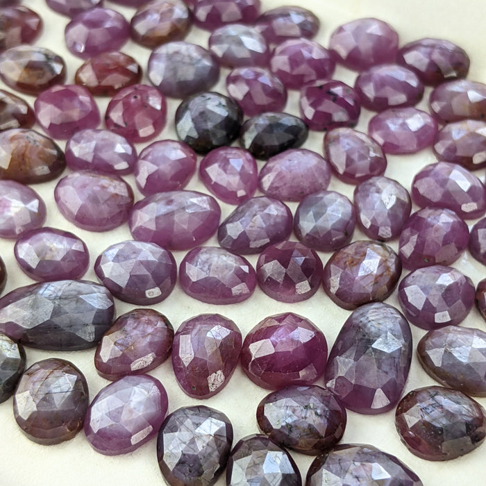 Silky Ruby Rose Cut Cabochons