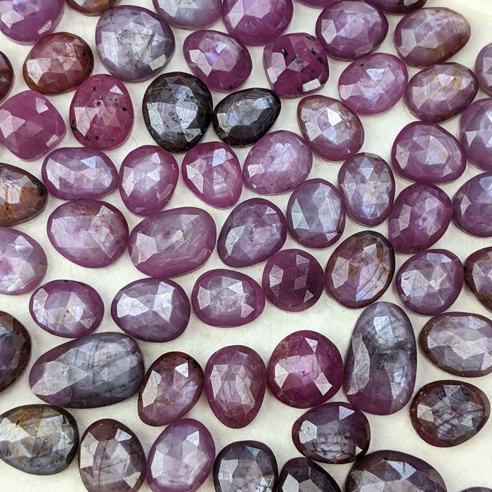 Silky Ruby Rose Cut Cabochons