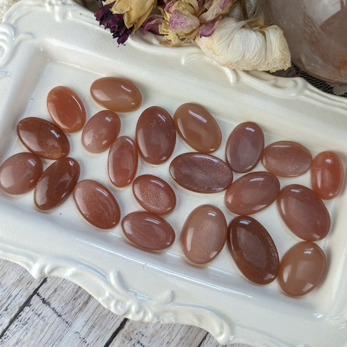 Peach Sunstone Oval Cabochons