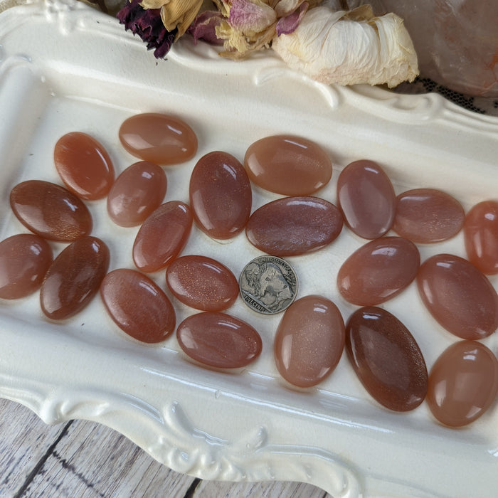 Peach Sunstone Oval Cabochons