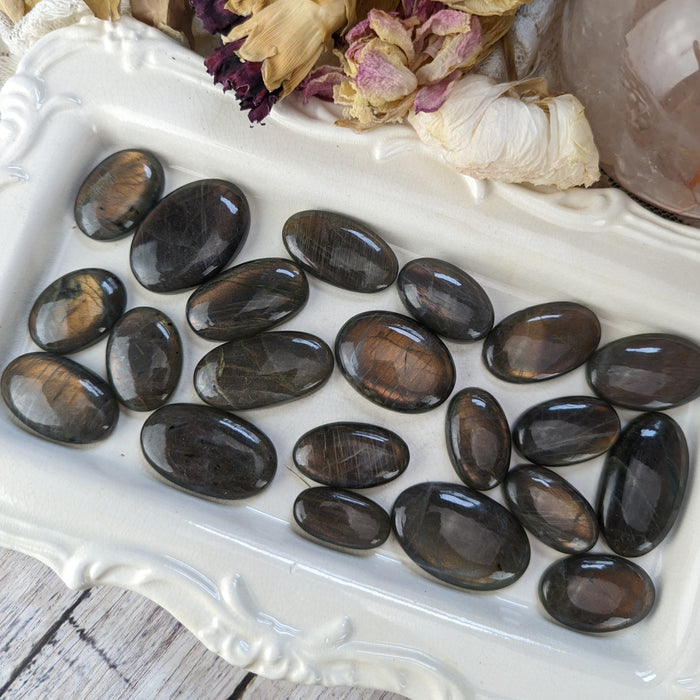 Labradorite Oval Cabochons, Orange