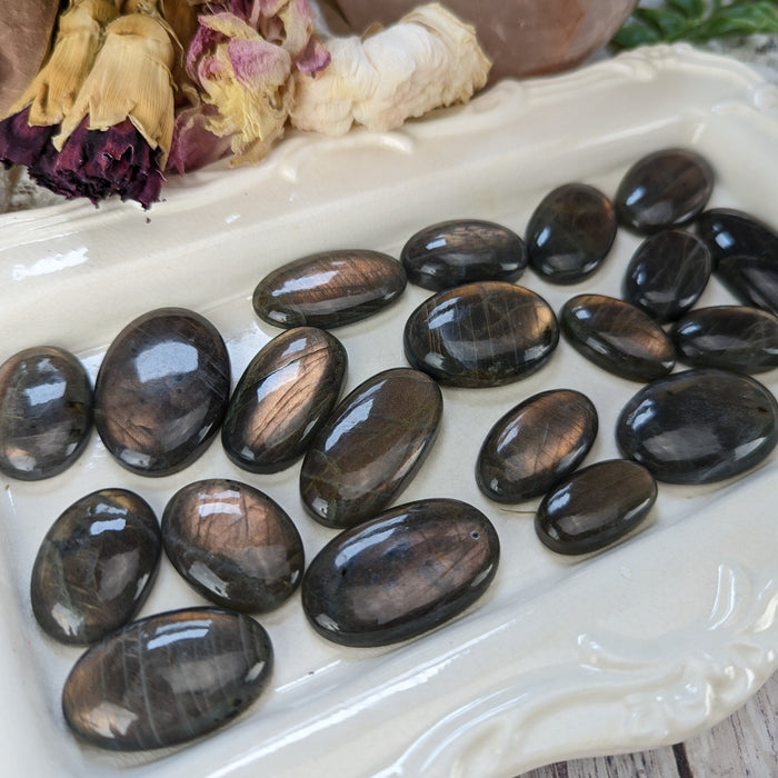 Labradorite Oval Cabochons, Orange