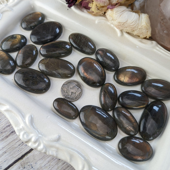 Labradorite Oval Cabochons, Orange