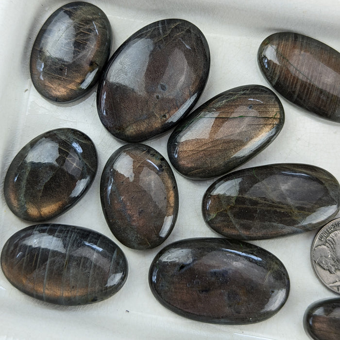 Labradorite Oval Cabochons, Orange