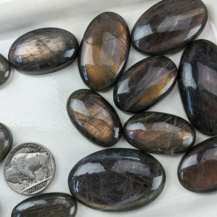 Labradorite Oval Cabochons, Orange