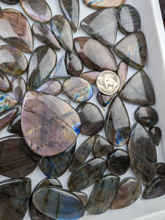 Purple Labradorite Cabochons, Mid Quality, This Exact Kilo