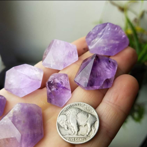 Amethyst Faceted Hexagon Points