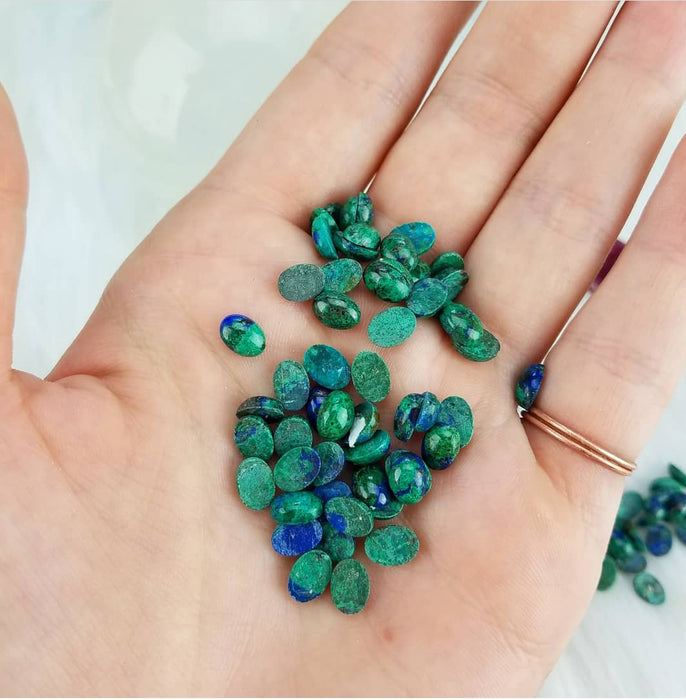 Azurite-Malachite Cabochons, 5x7mm