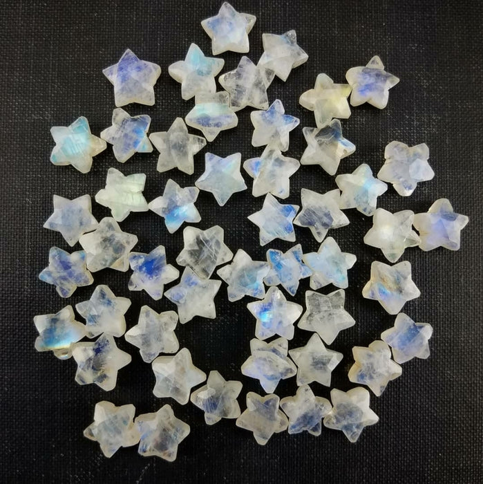 Faceted Moonstone Stars, drilled 10mm