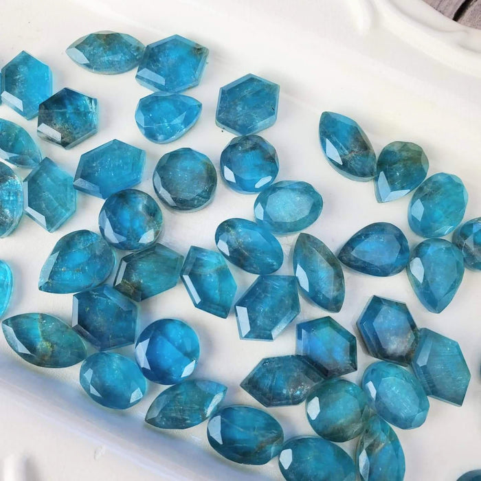 Blue Apatite Doublets, Step Cut